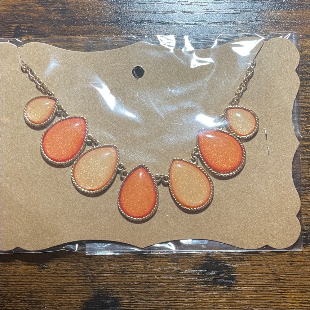 Elegant Orange Teardrop Necklace